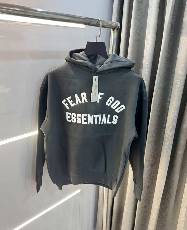 Essentia l Dark Grey Embroidery Premium Imported Hoodie