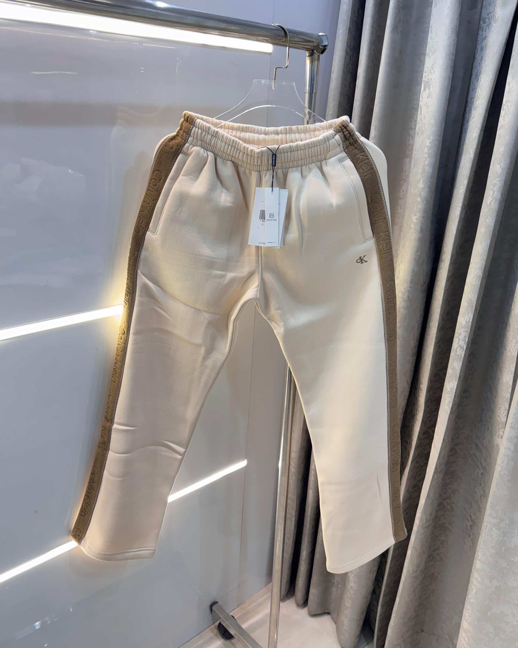 Calvi n Klein Cream Patch Logo Premium TrackPant