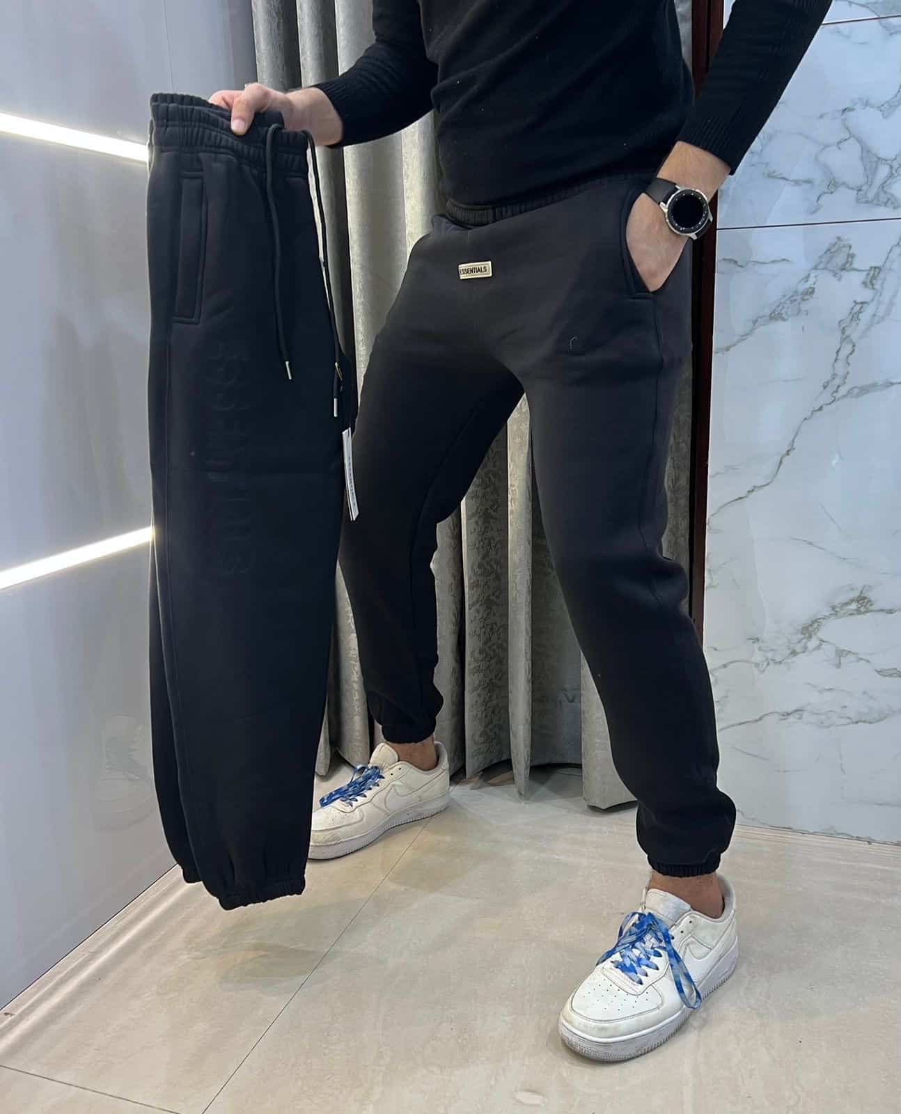 Essential Black Logo Work Imported Jogger Sweatpant Main image