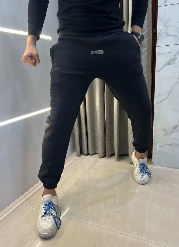 Essential Black Logo Work Imported Jogger Sweatpant