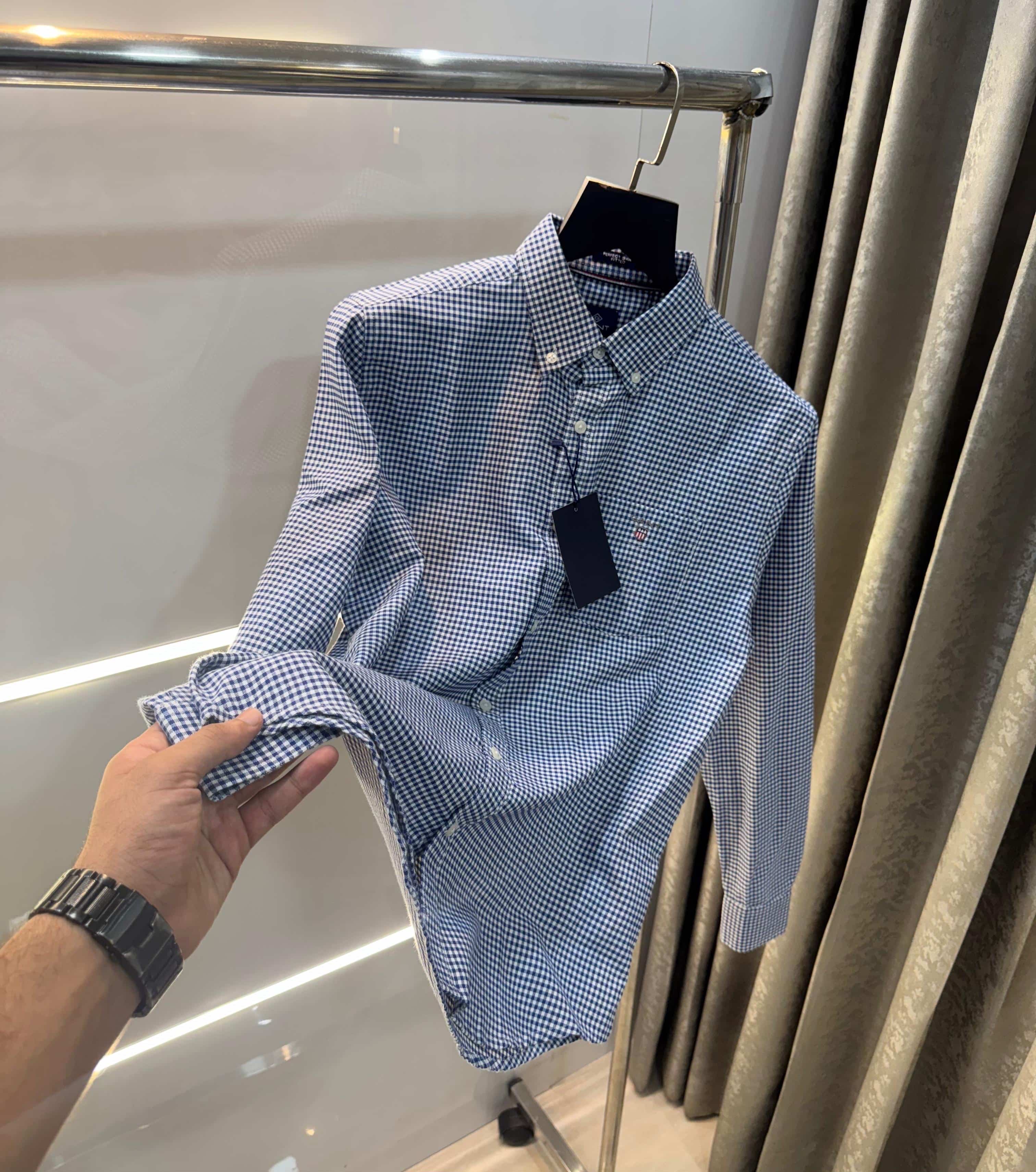 Gant Blue Small Checks Premium Classic Shirt Main image