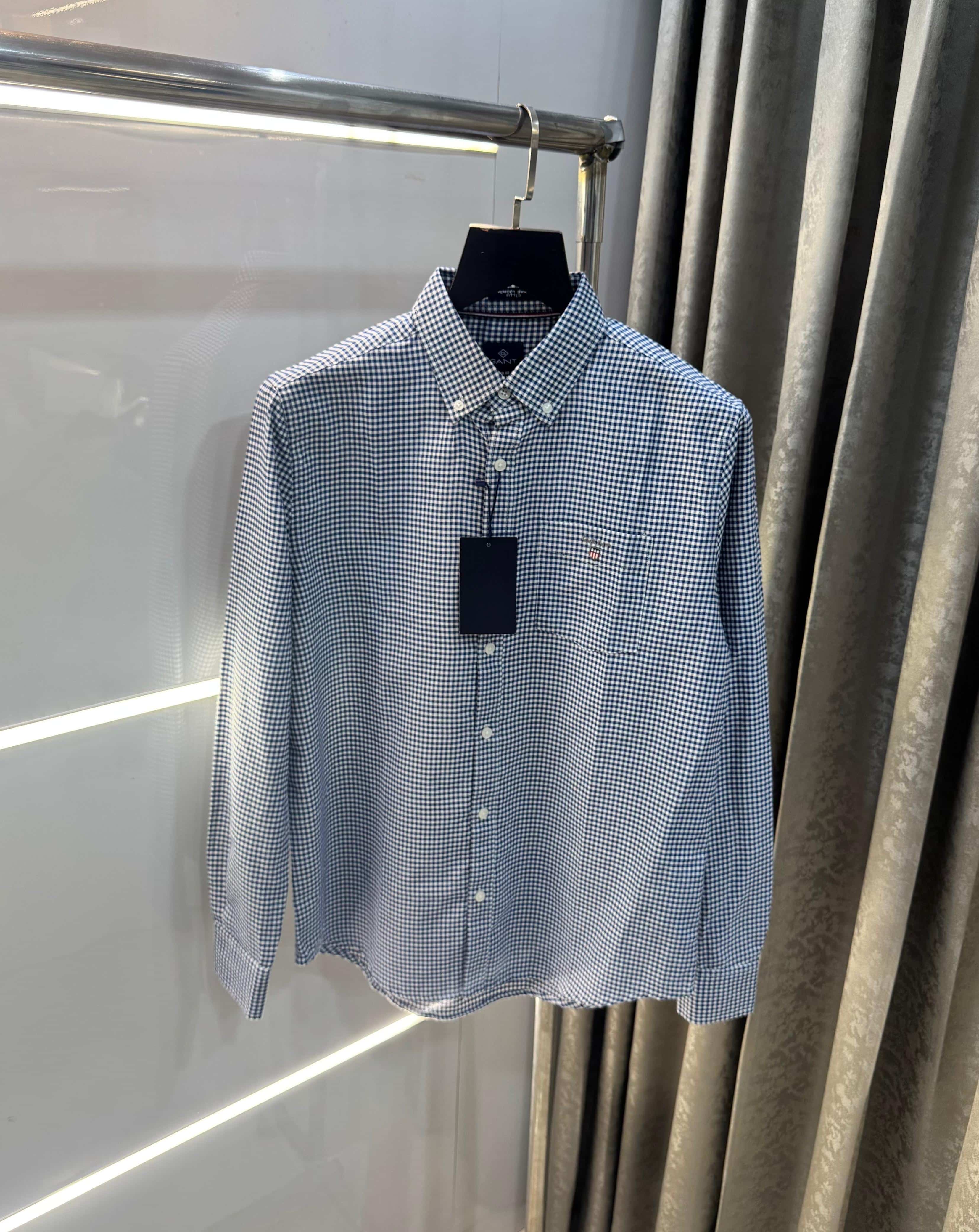 Gant Blue Small Checks Premium Classic Shirt Secondary image