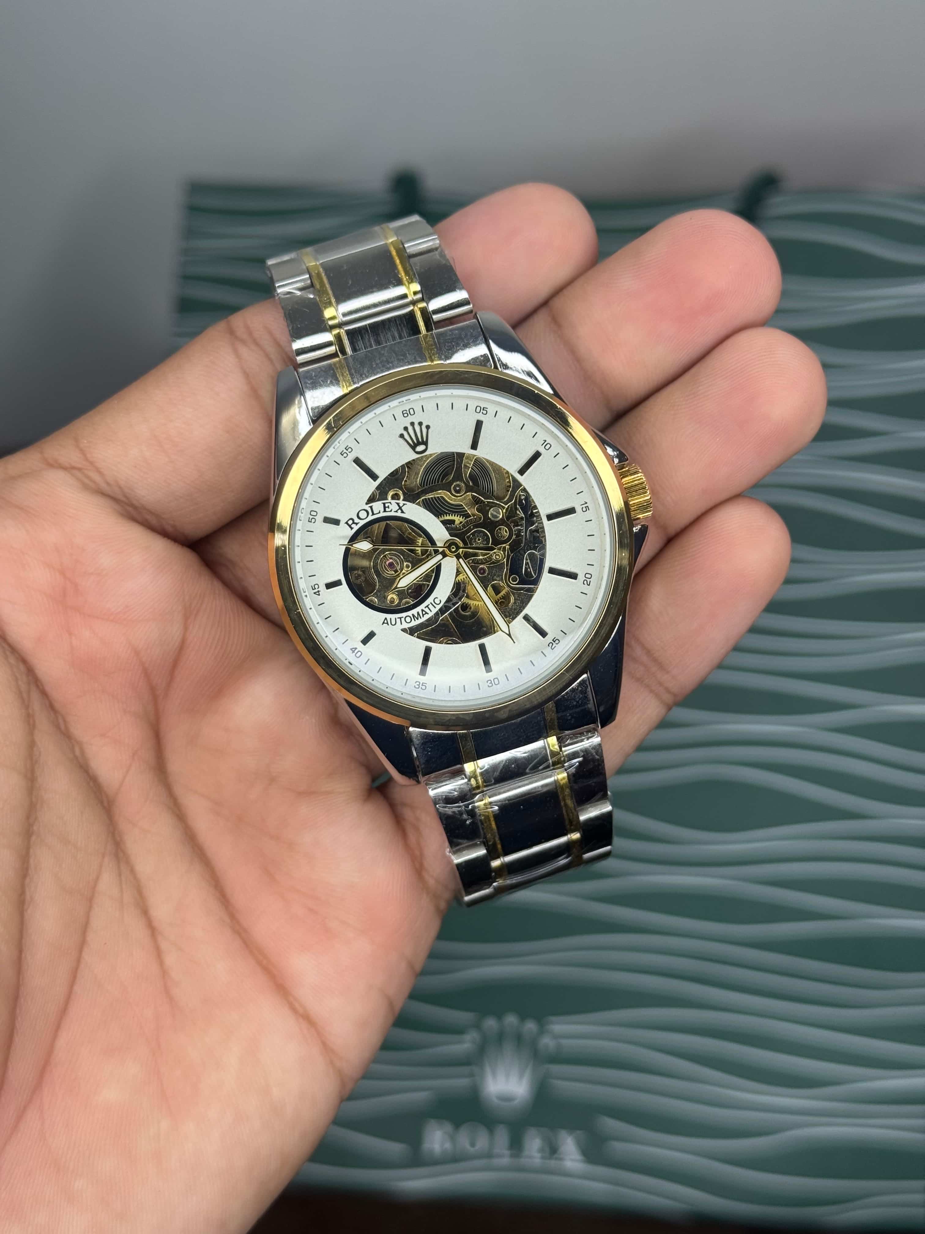 Role X  Dual Tone With White Metal Automatic Premium Watch
