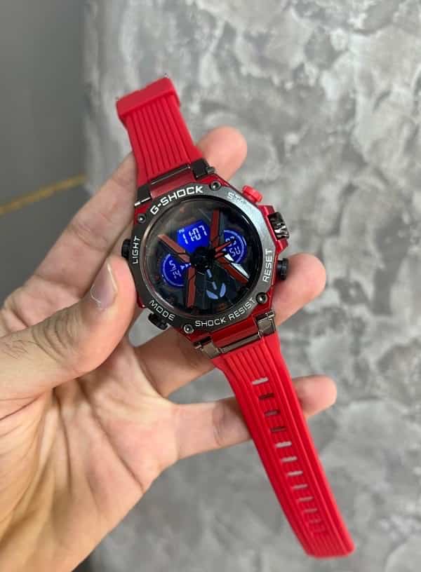 Gshock Red Silicone Strap Analog With Digital Premium Watch