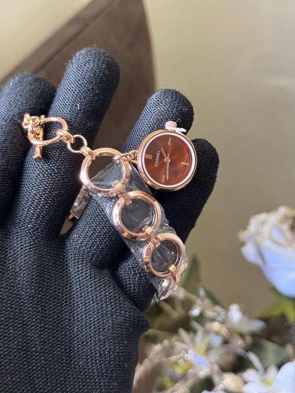 Chane L Bracelet Designer Copper Brown Dial Premium Watch