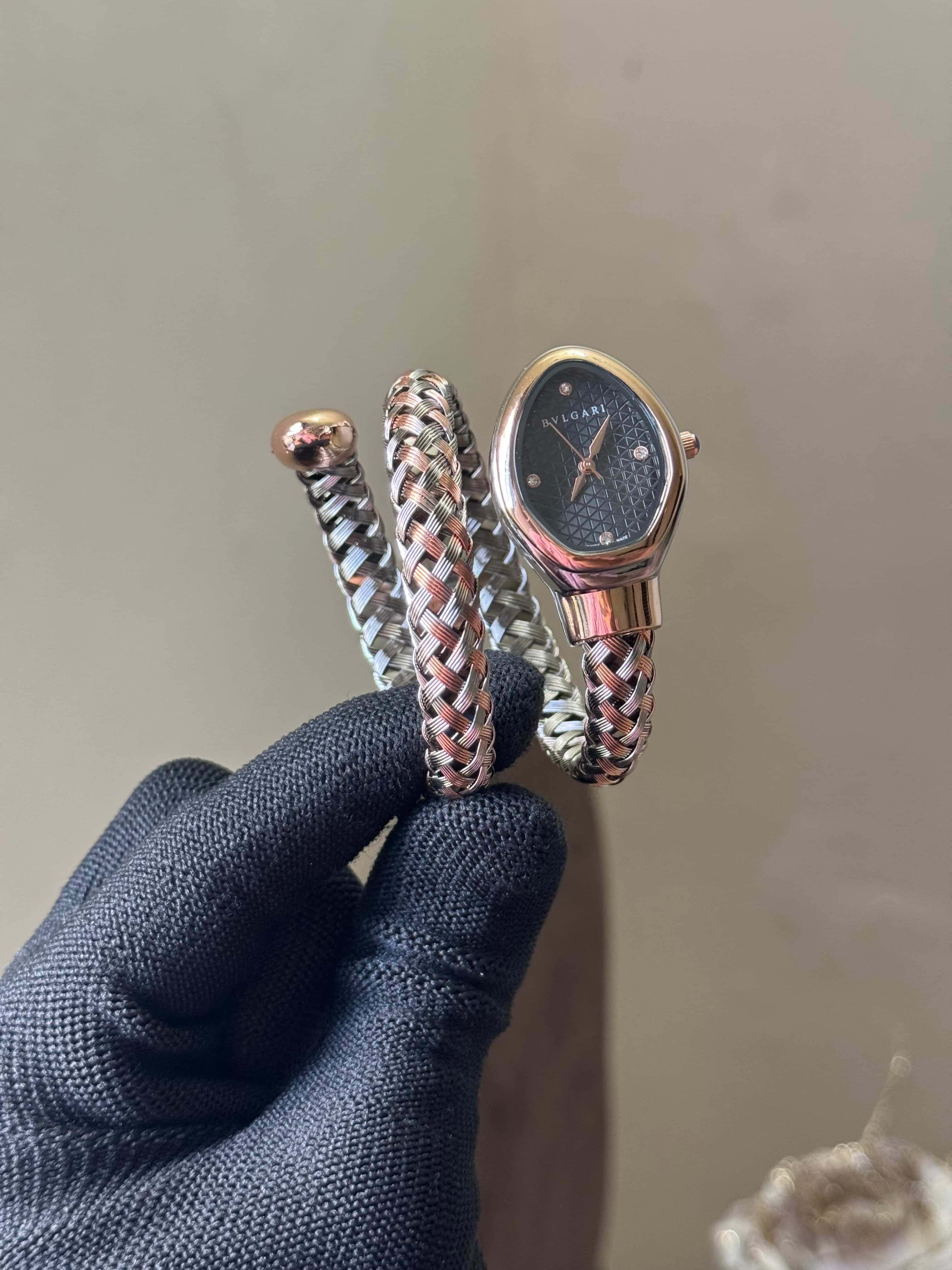 Bvlgar i Dual Tone Black Dial Quartz Watch Main image