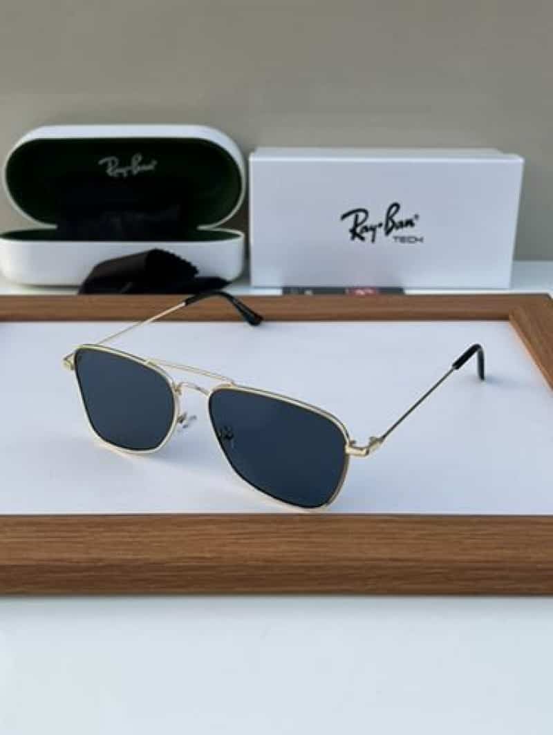 rayban reverse metal gold blue