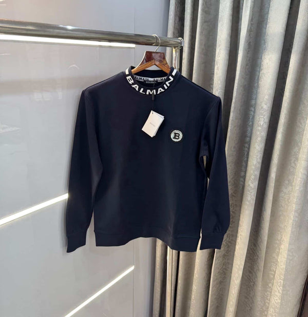 Balmai n Paris Navy Blue Logo Work Imported Sweatshirt