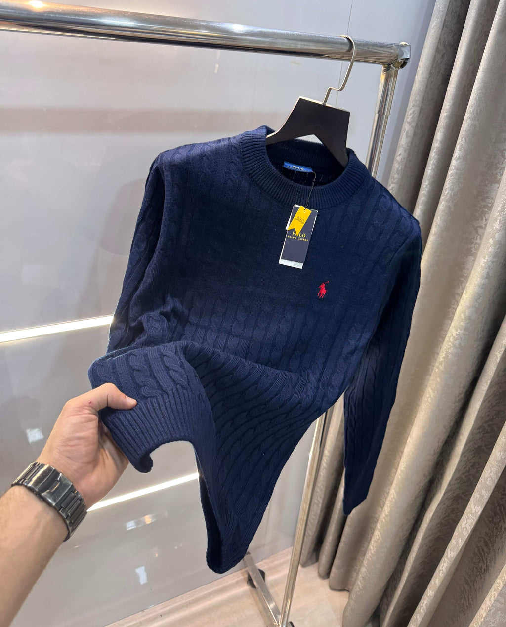 Ralph Laure n navy blue Print Premium Sweatshirt