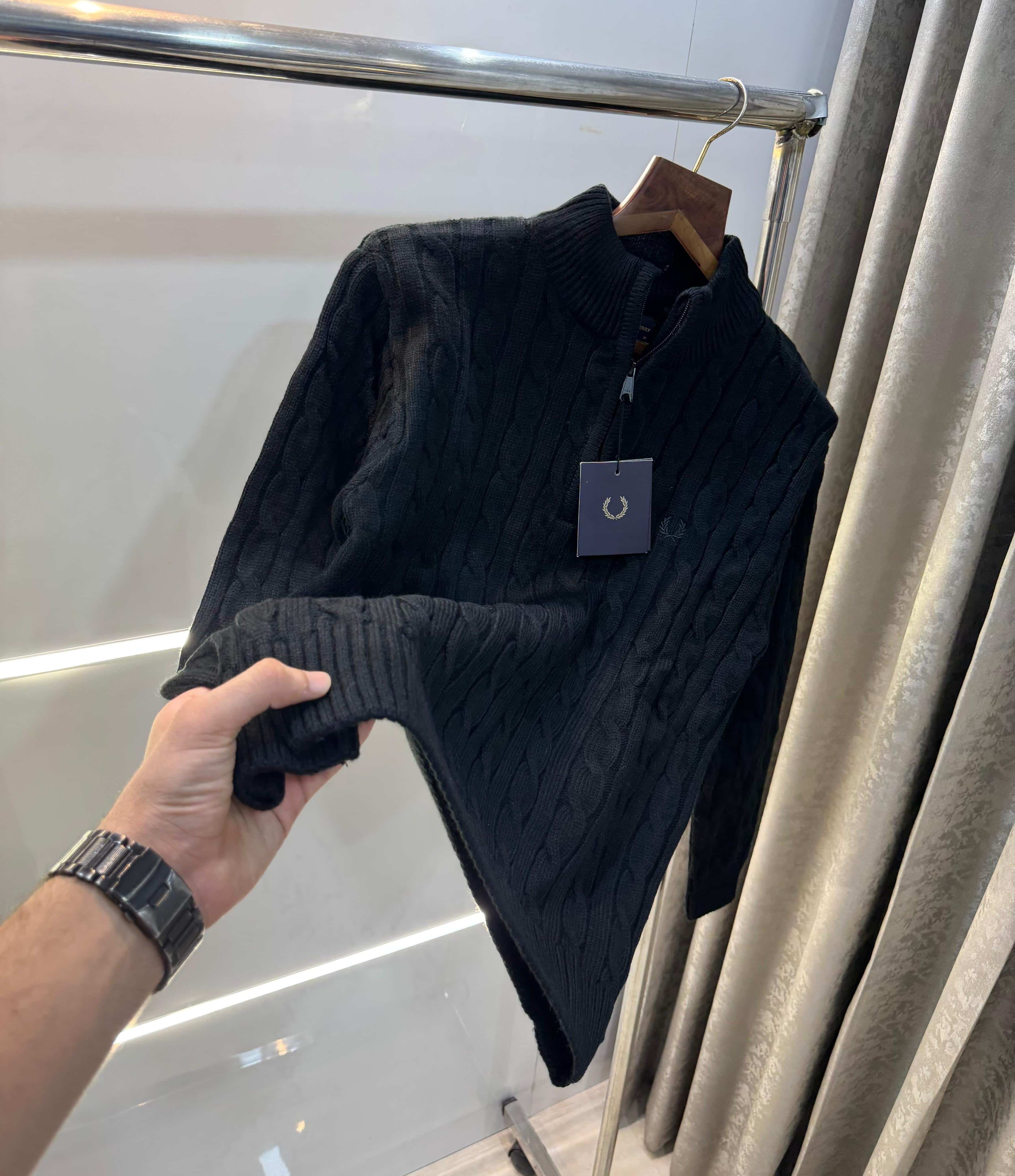 Fredperry Black Knitted Premium Pull Over