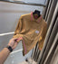 Gucc i Beige Logo Work Imported Knitted Polo T-Shirt