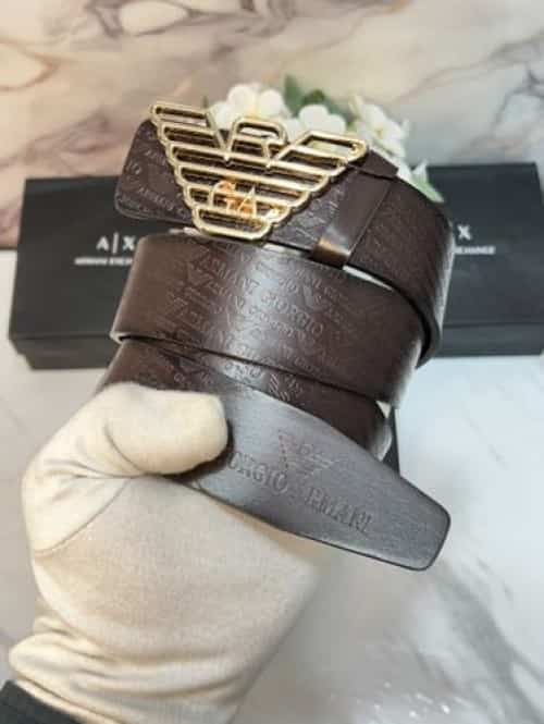 AX ARMAN I PREMIUM QUALITY IMPORTED EMBO-SSED LEATHER BELT WITH OG BOX