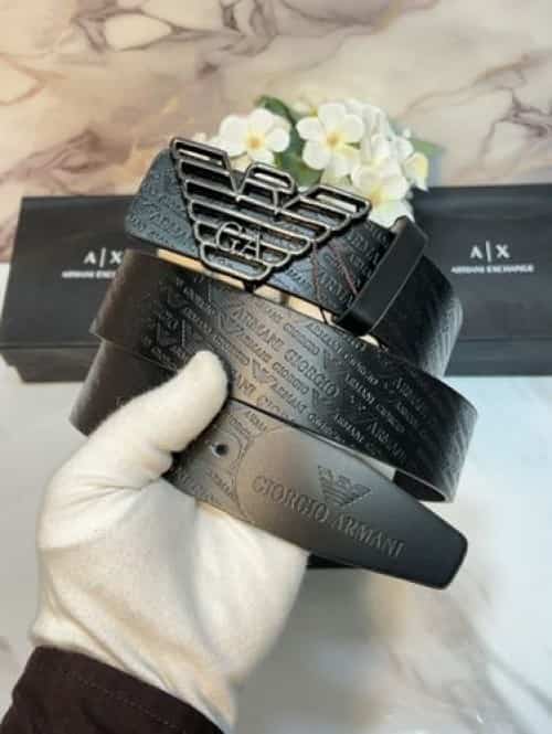 A_X.. ARMAN I PREMIUM QUALITY IMPORTED EMBoS$ED LEATHER BELT WITH OG BOX AX-501