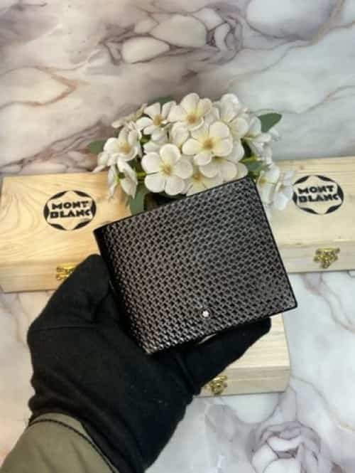 MONTBLANC PREMIUM QUALITY IMP SOFT MATERIAL WALLET WITH WOODEN BRAND BO·X MB-803 Main image