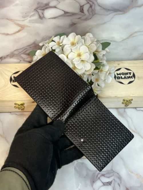 MONTBLANC PREMIUM QUALITY IMP SOFT MATERIAL WALLET WITH WOODEN BRAND BO·X MB-803