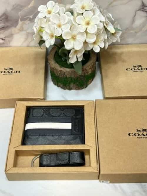 COAC H WALLET WITH KEYCHAIN COMBO IMPORTED PREMIUM QUALITY WITH OG BOX COMBO