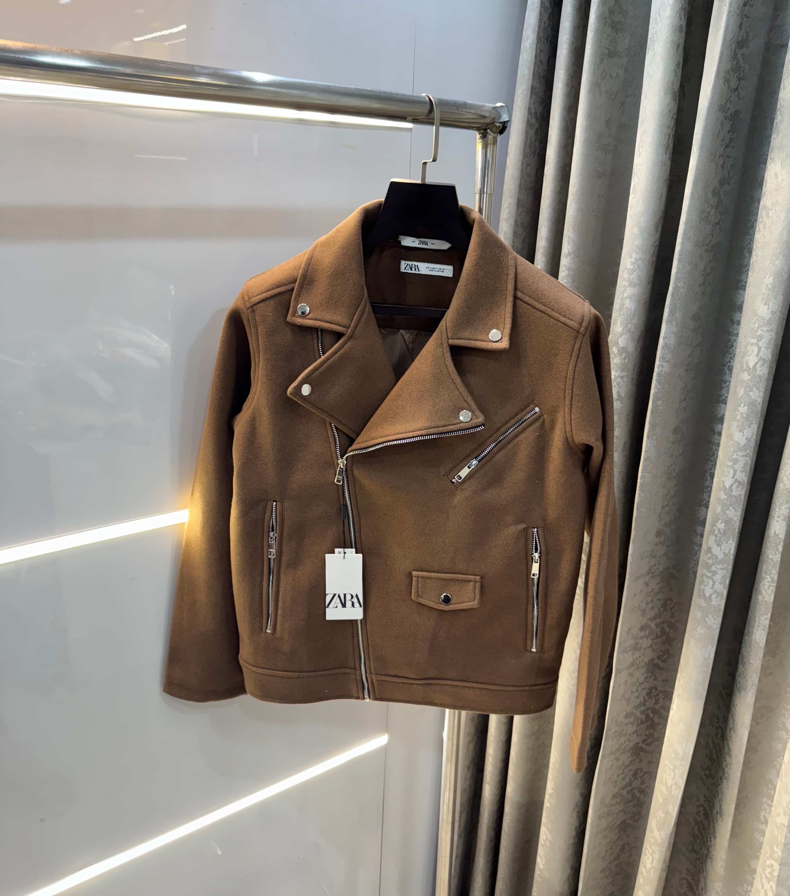 Zar a Light Brown Cross Zip LuX..ury Sweado Jacket Main image