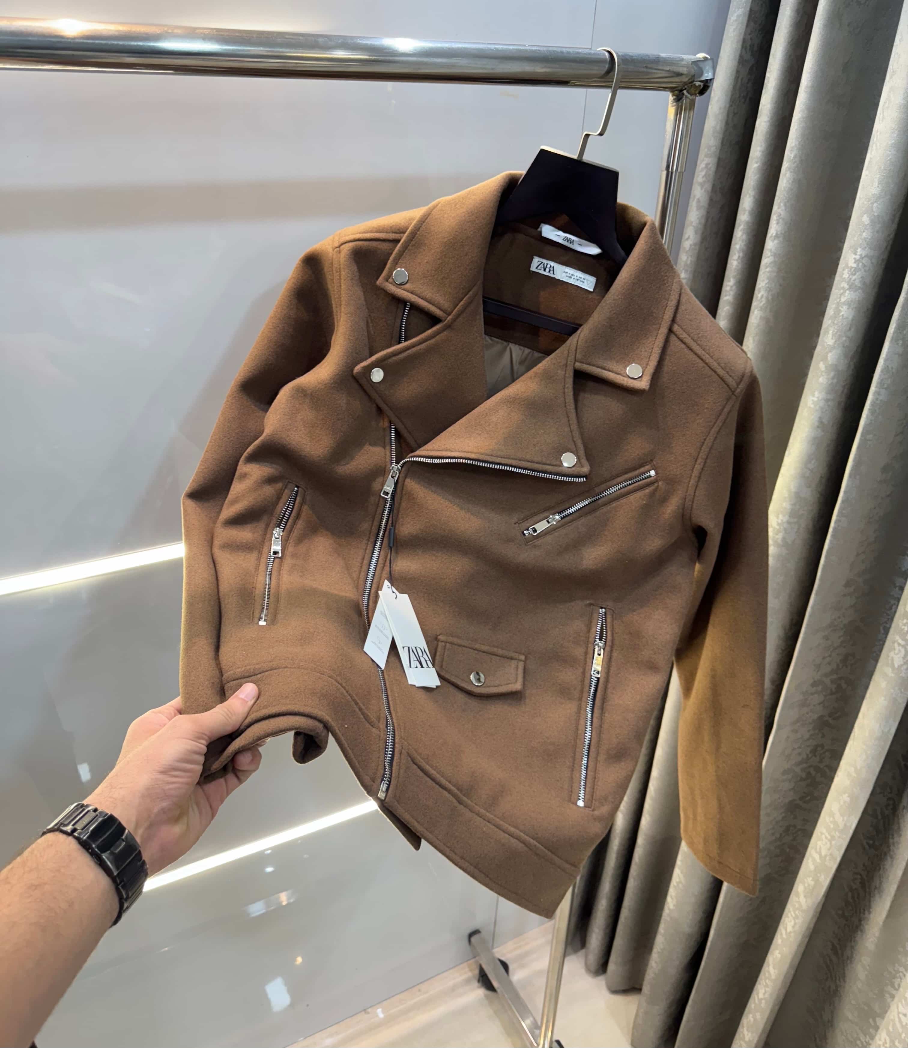 Zar a Light Brown Cross Zip LuX..ury Sweado Jacket Secondary image
