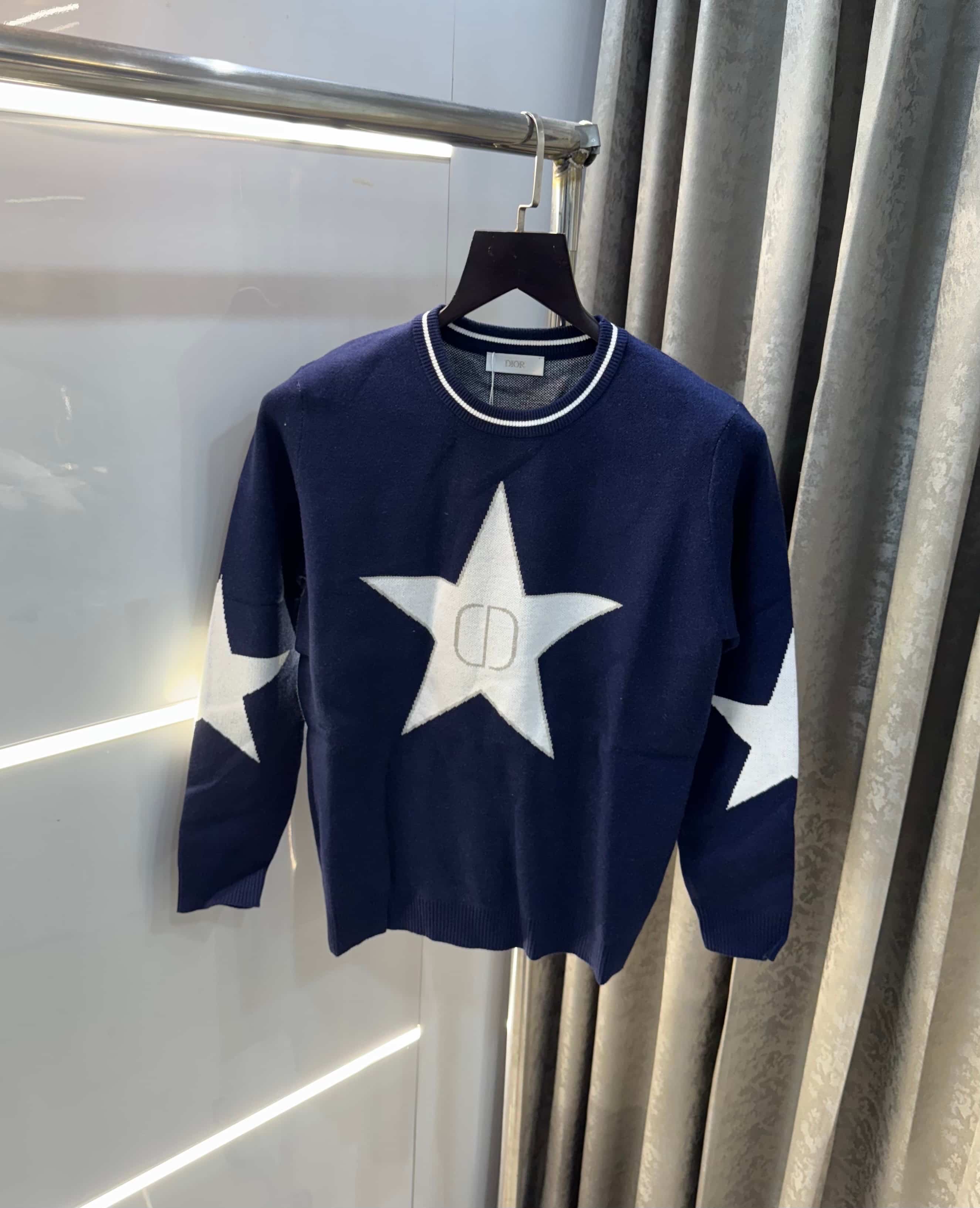 Christian Dio r Navy Blue Star Edition Imported Knitted Pull Over Secondary image