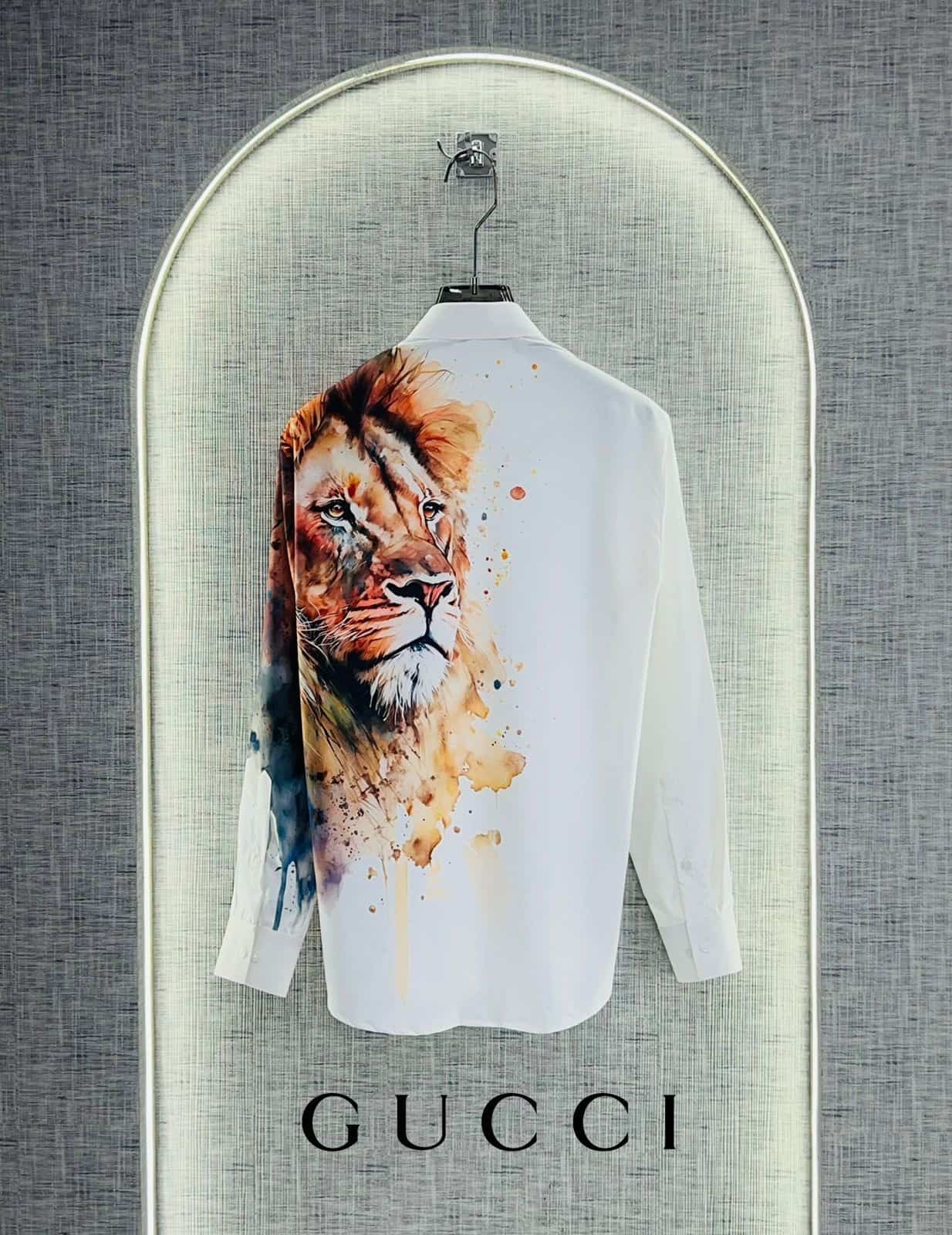 Gucc i White Lion Edition Imported Lu·Xury Shirt