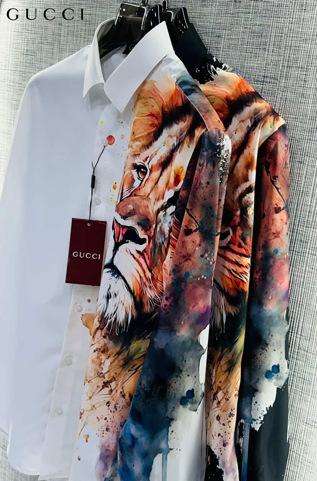 Gucc i White Lion Edition Imported Lu·Xury Shirt