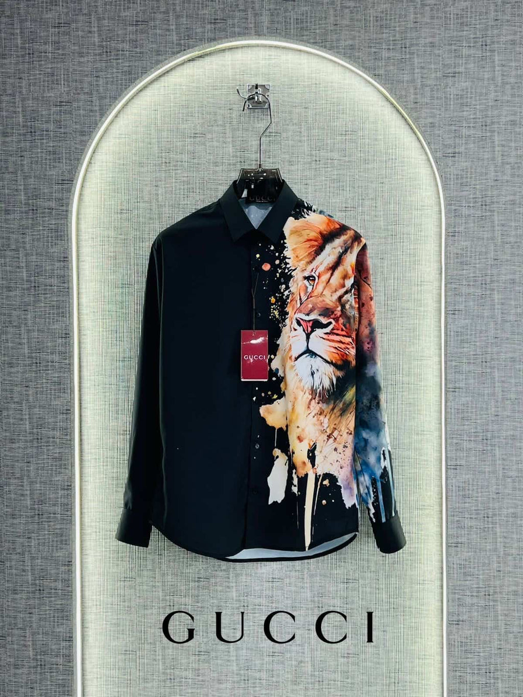 Gucc i Black Lion Edition Imported Lu·-Xury Shirt