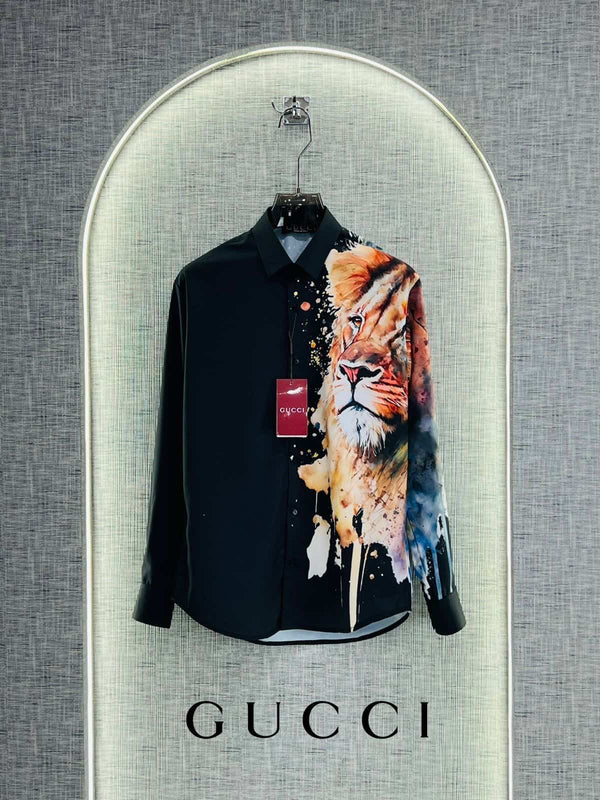 Gucc i Black Lion Edition Imported Lu·-Xury Shirt