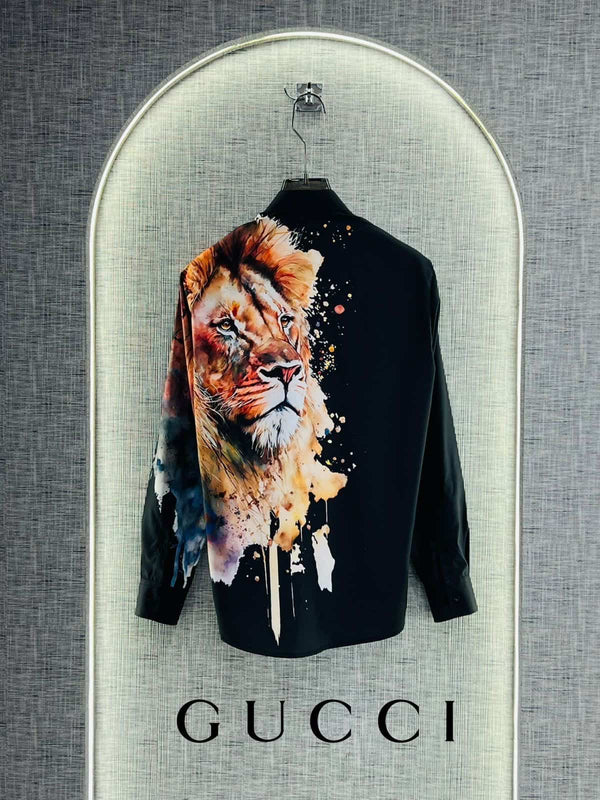 Gucc i Black Lion Edition Imported Lu·-Xury Shirt