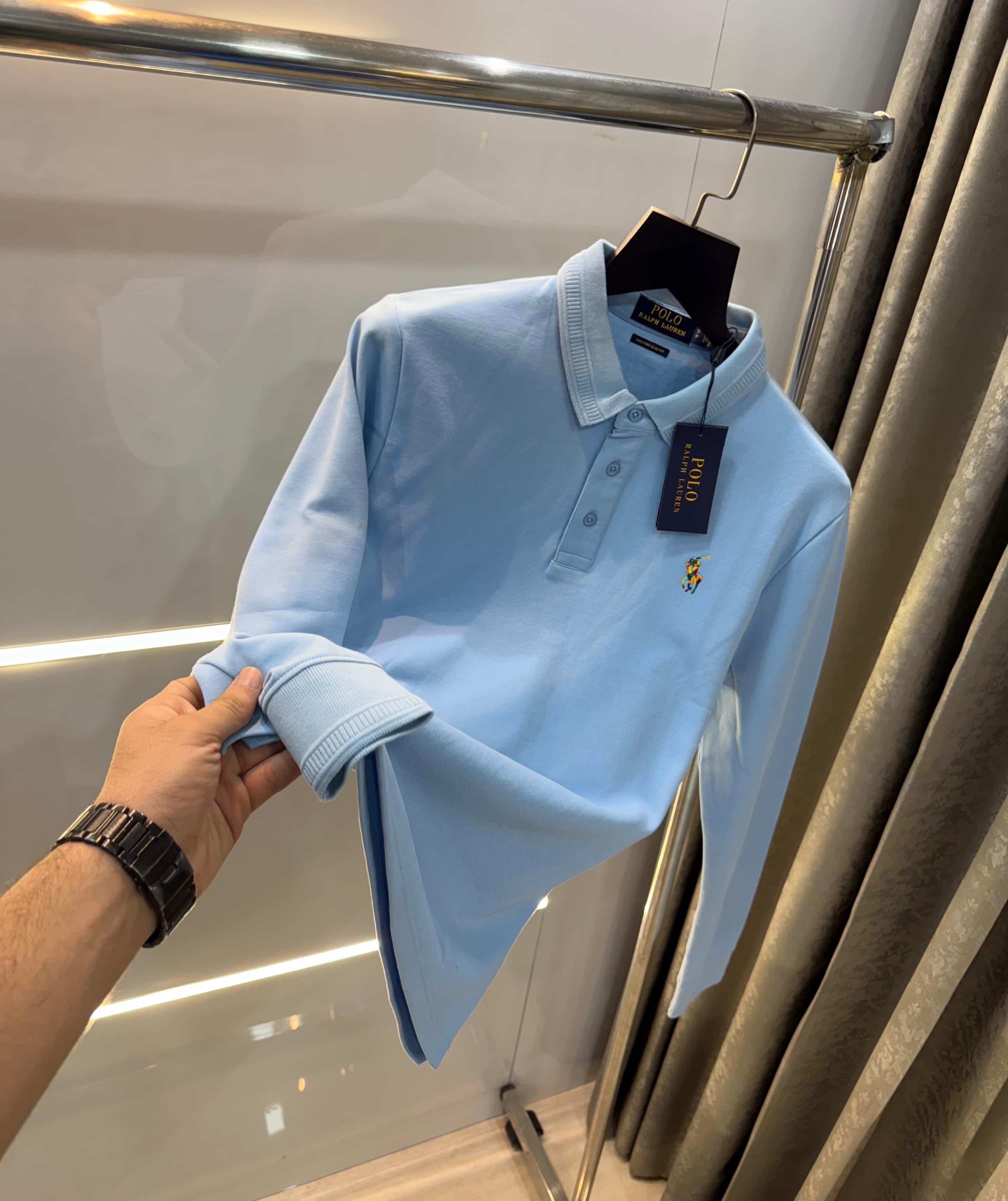 Ralp h lauren Sky blue Embroidery Logo Premium Full Sleeve Polo T-Shirt Main image