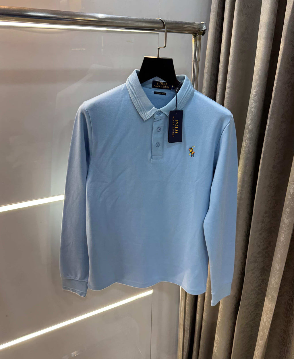 Ralp h lauren Sky blue Embroidery Logo Premium Full Sleeve Polo T-Shirt