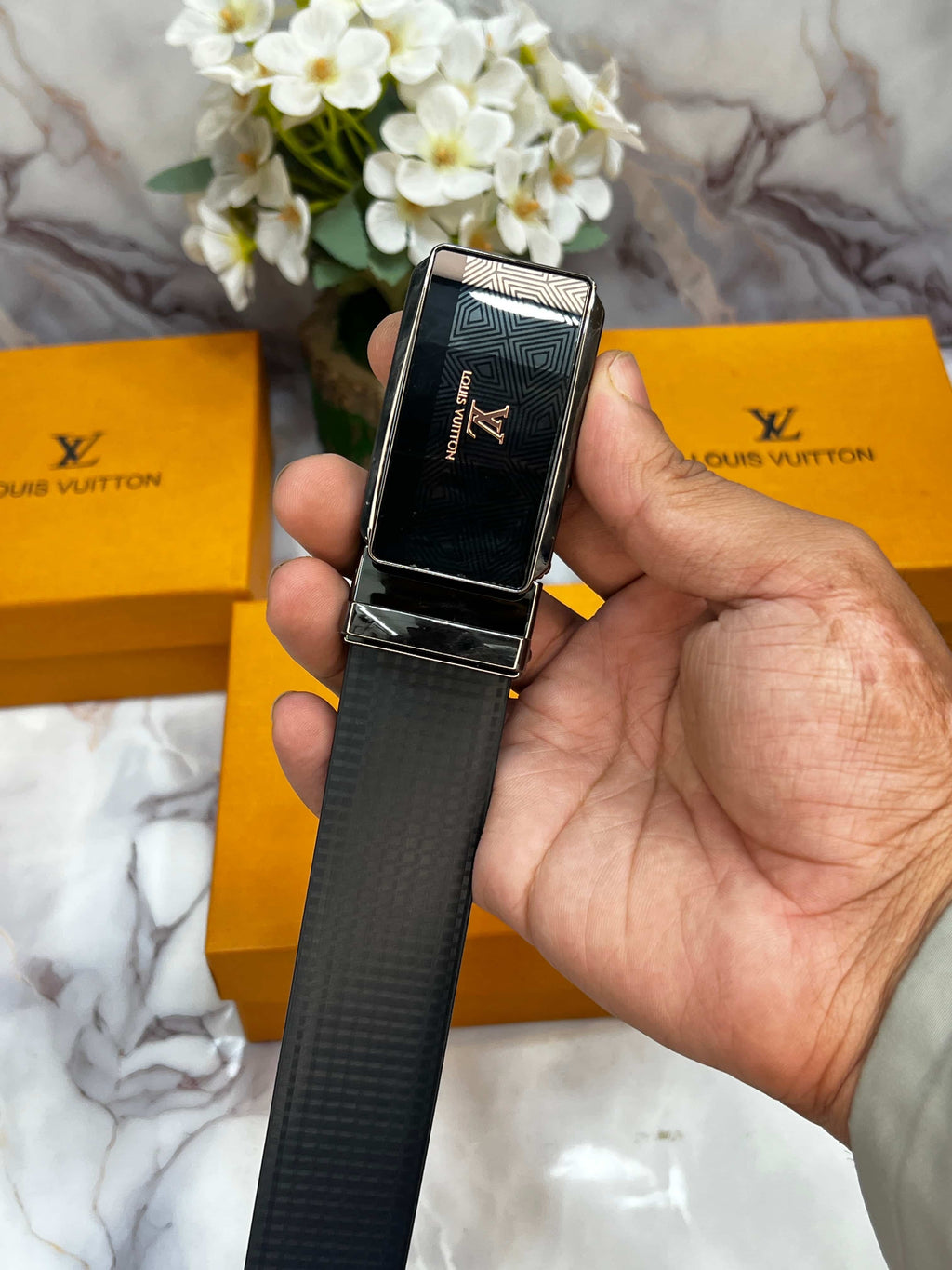 LV 1OuIS VuITtON PREMIUM QUALITY IMPORTED REVERSIBLE AUTOLOCK BELT LV-201