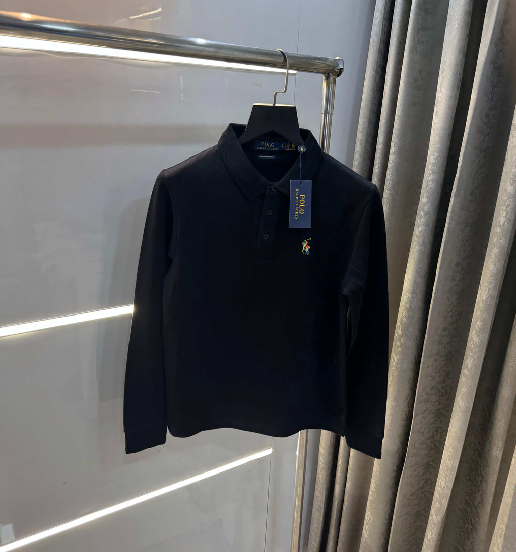 Ralp h lauren Black Embroidery Logo Premium Full Sleeve Polo T-Shirt