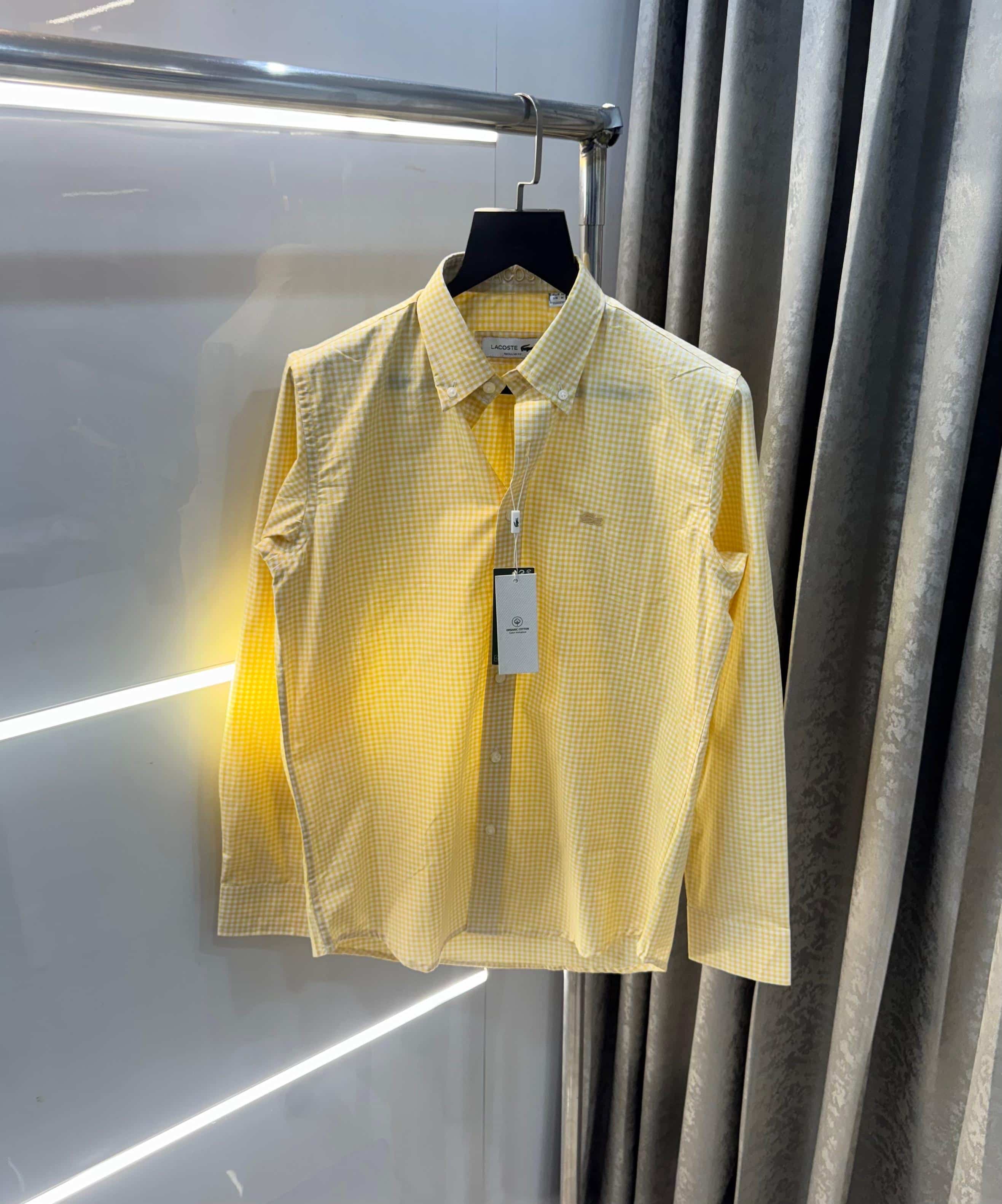Lacost e Yellow Small Checks Embroidery Logo Premium Shirt Secondary image