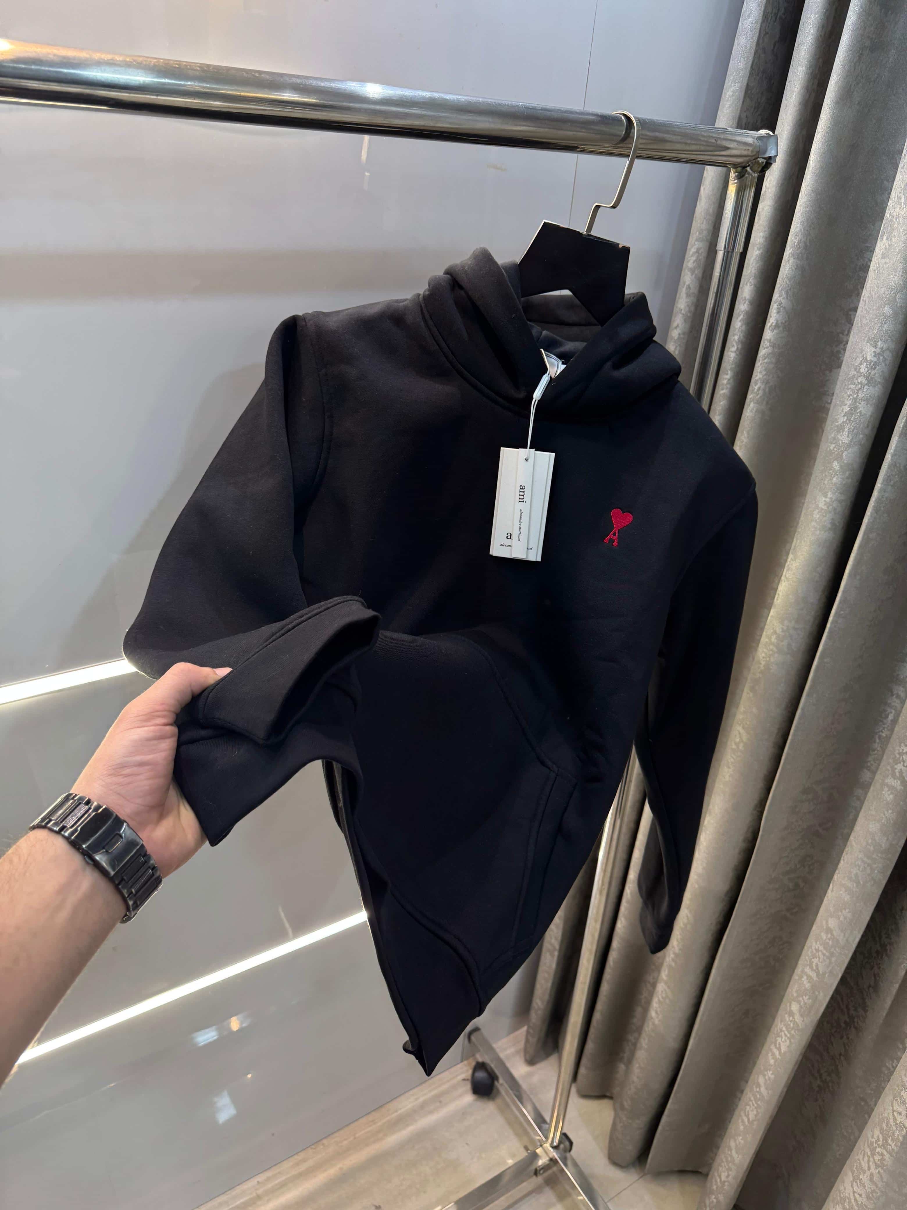 Ami Paris Black Embroidery Logo Imported Hoodie Main image