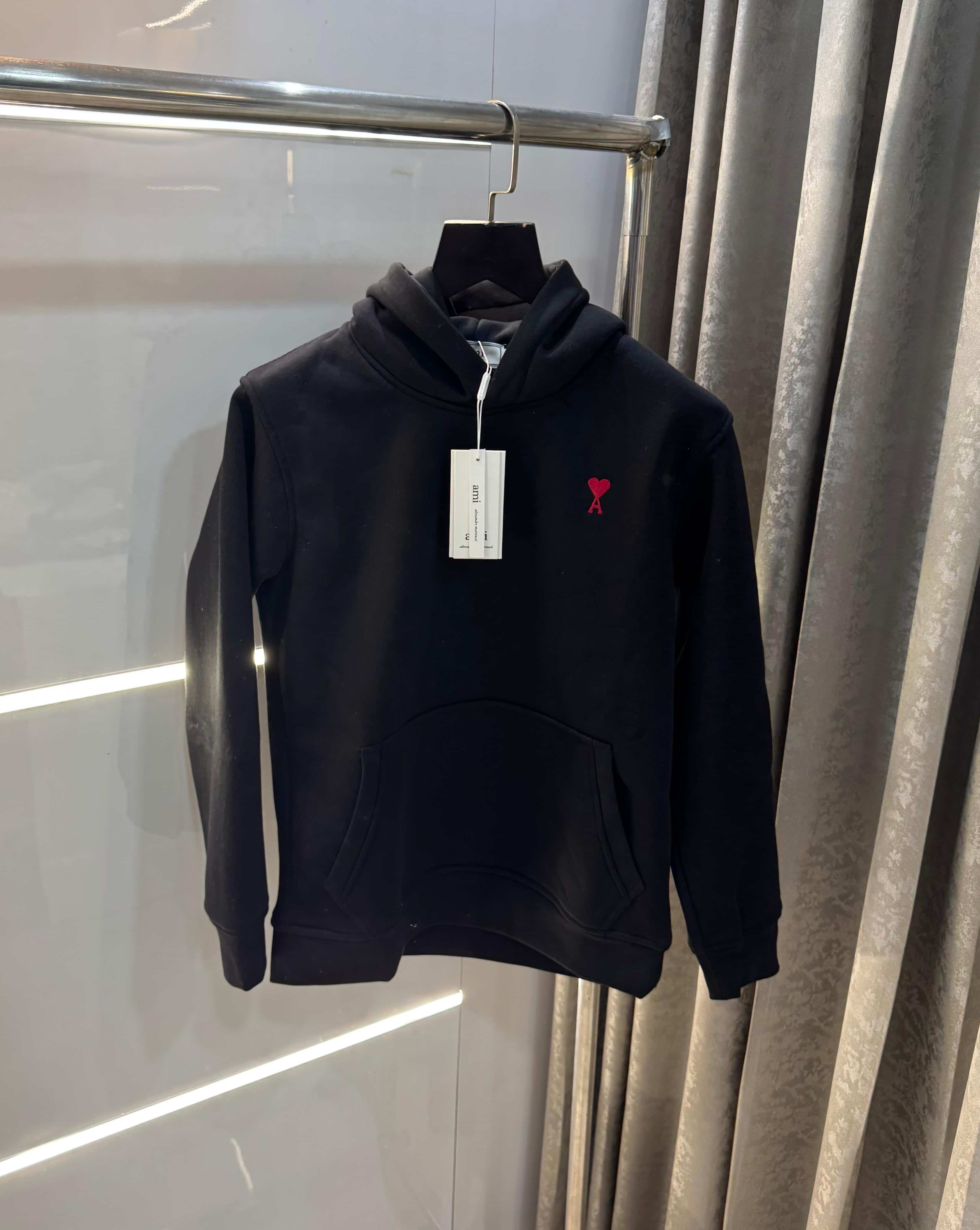 Ami Paris Black Embroidery Logo Imported Hoodie Secondary image