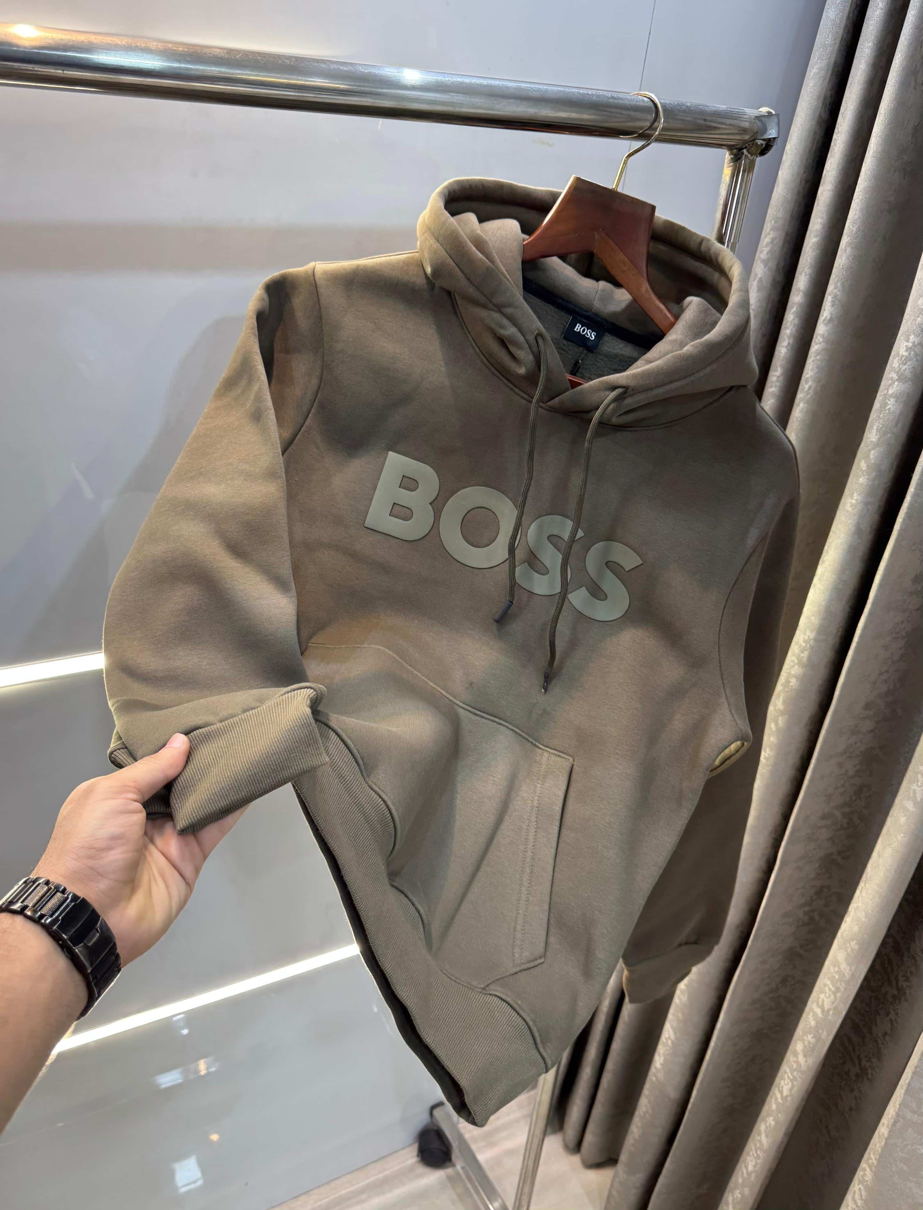 Bos s olive green Embroidery Premium Imported Hoodie Main image