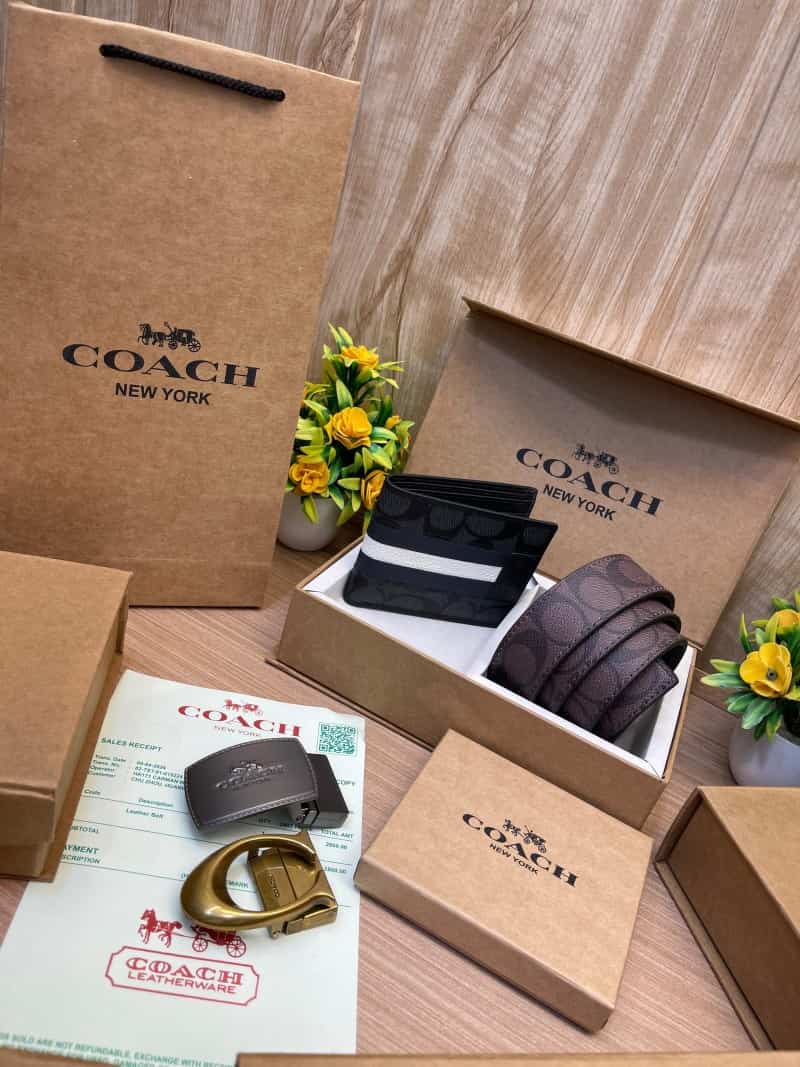COACH_2_Buckle_Belt_&_wallet_Combo_C384