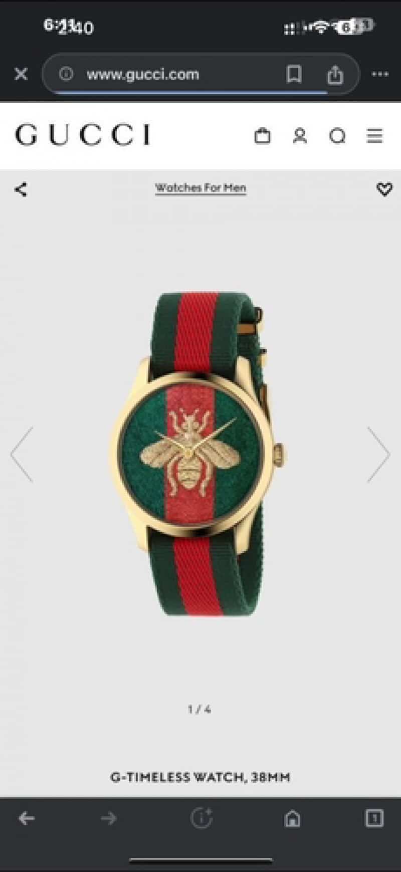 GUCCI G Timeless Quartz Red and Gre