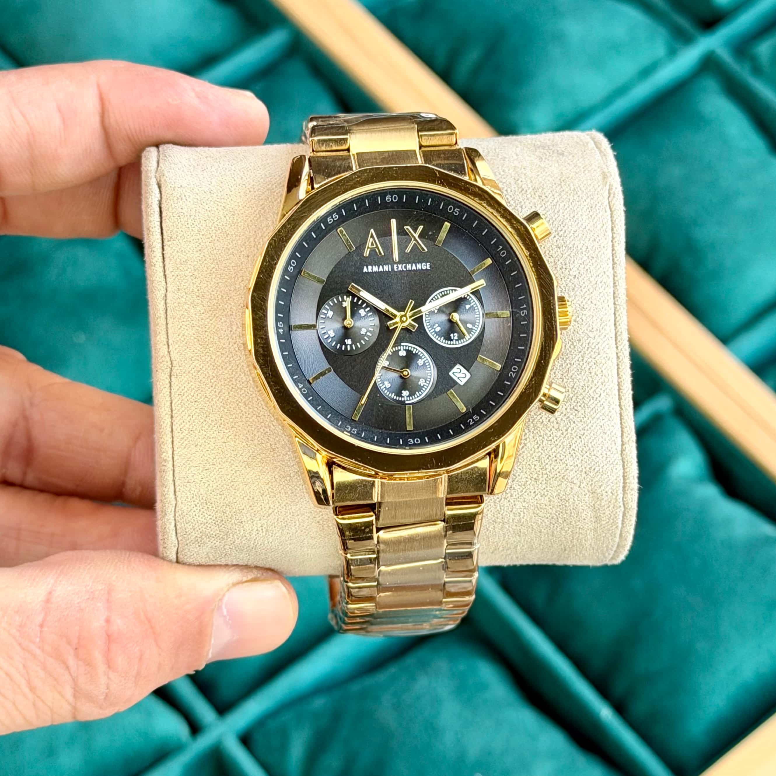 ARMANI_GOLD BLACK CHRONO METAL