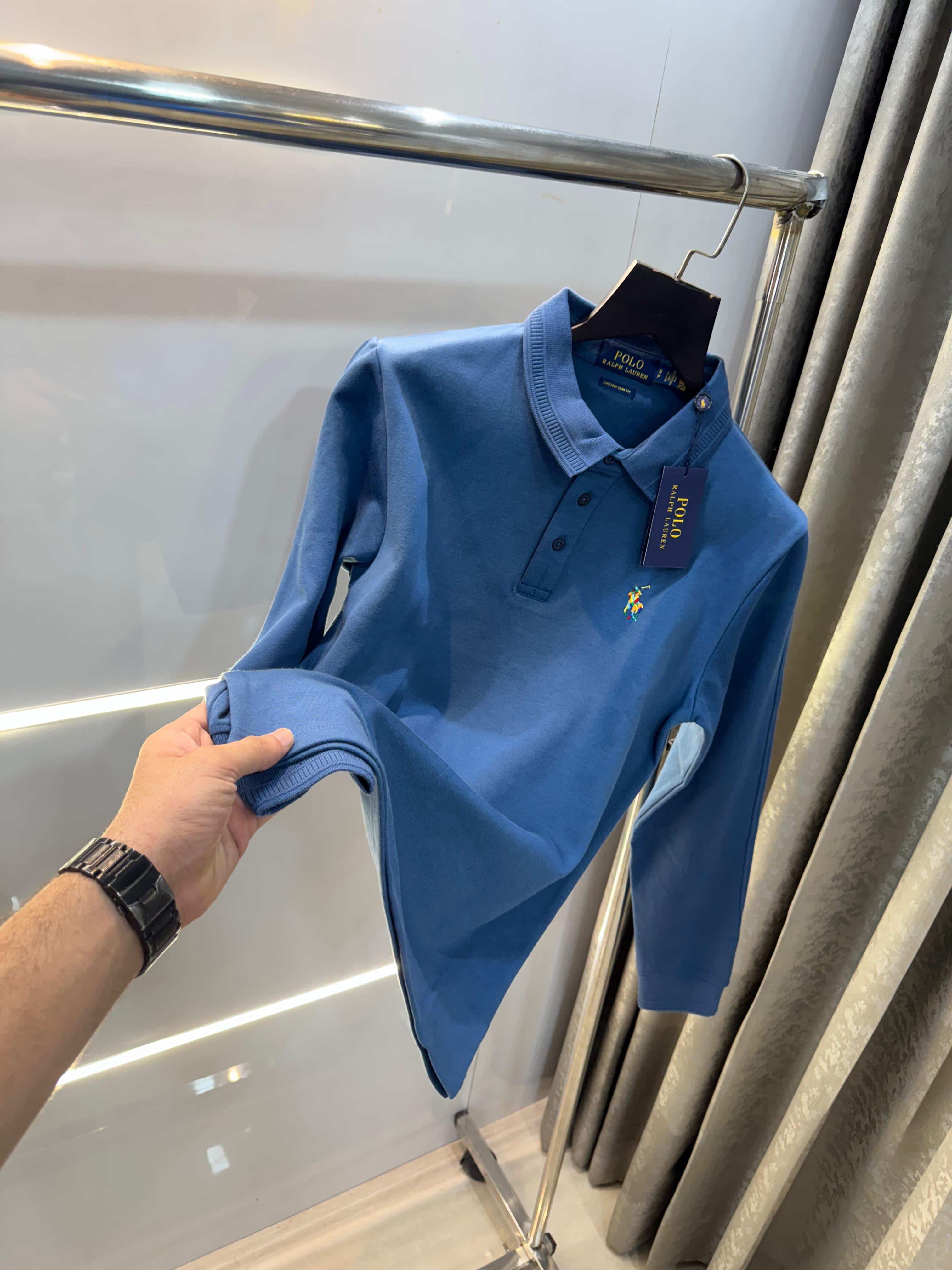 Ralp h lauren Blue  Embroidery Logo Premium Full Sleeve Polo T-Shirt Main image