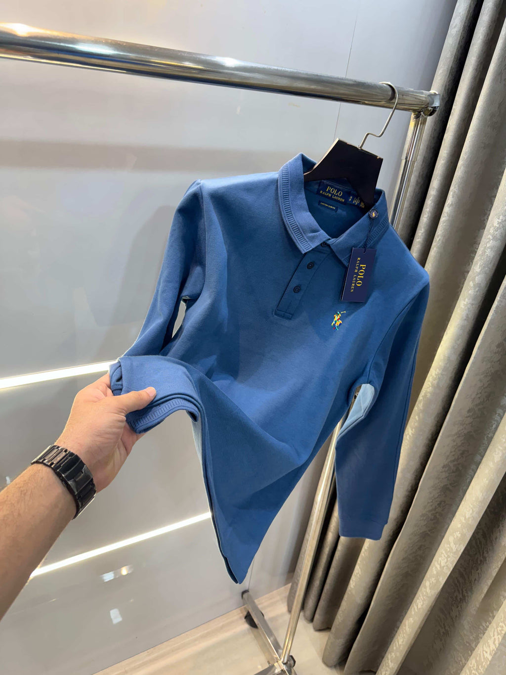Ralp h lauren Blue  Embroidery Logo Premium Full Sleeve Polo T-Shirt