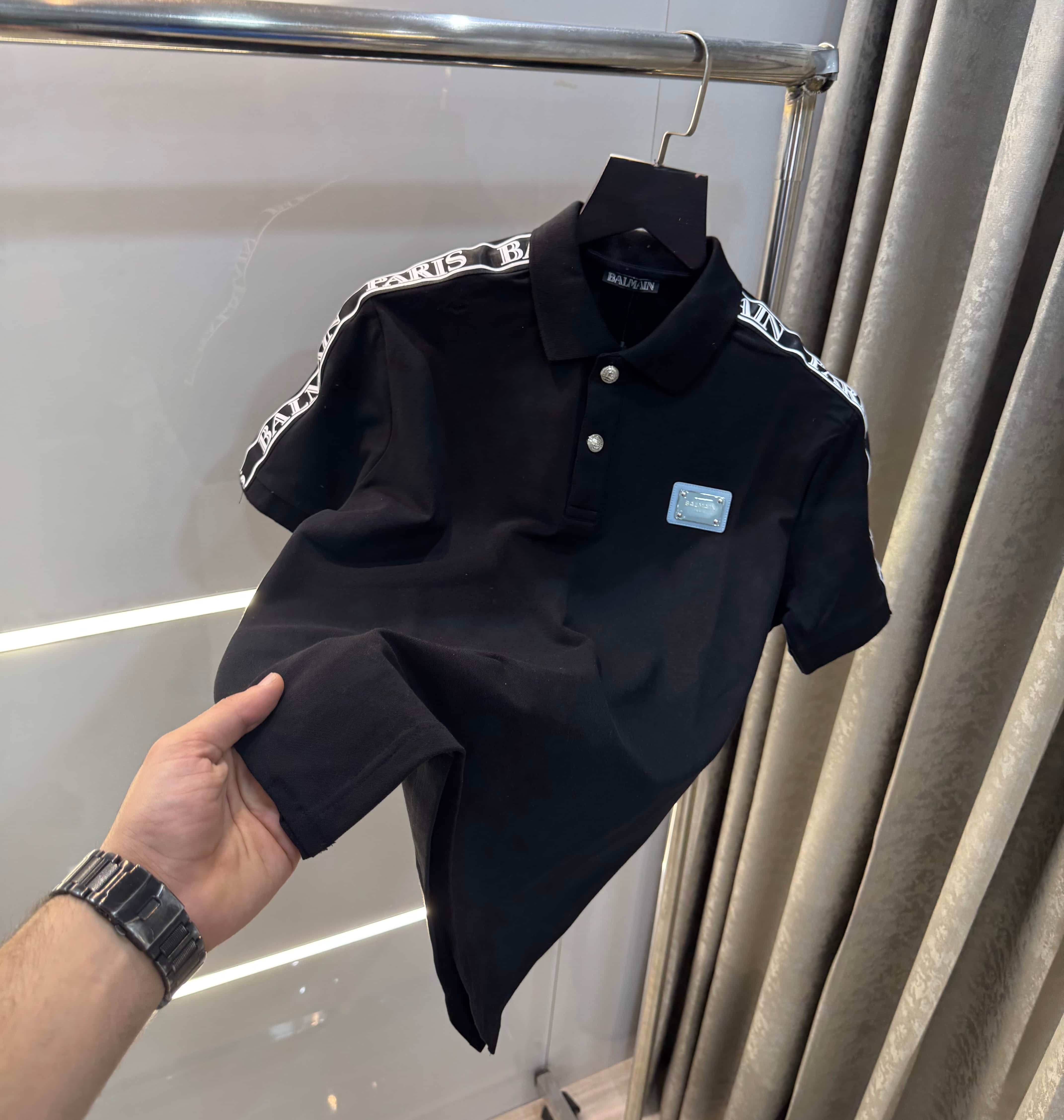 Balmai n Paris Black Shoulder Patch Imported Polo T-Shirt Main image