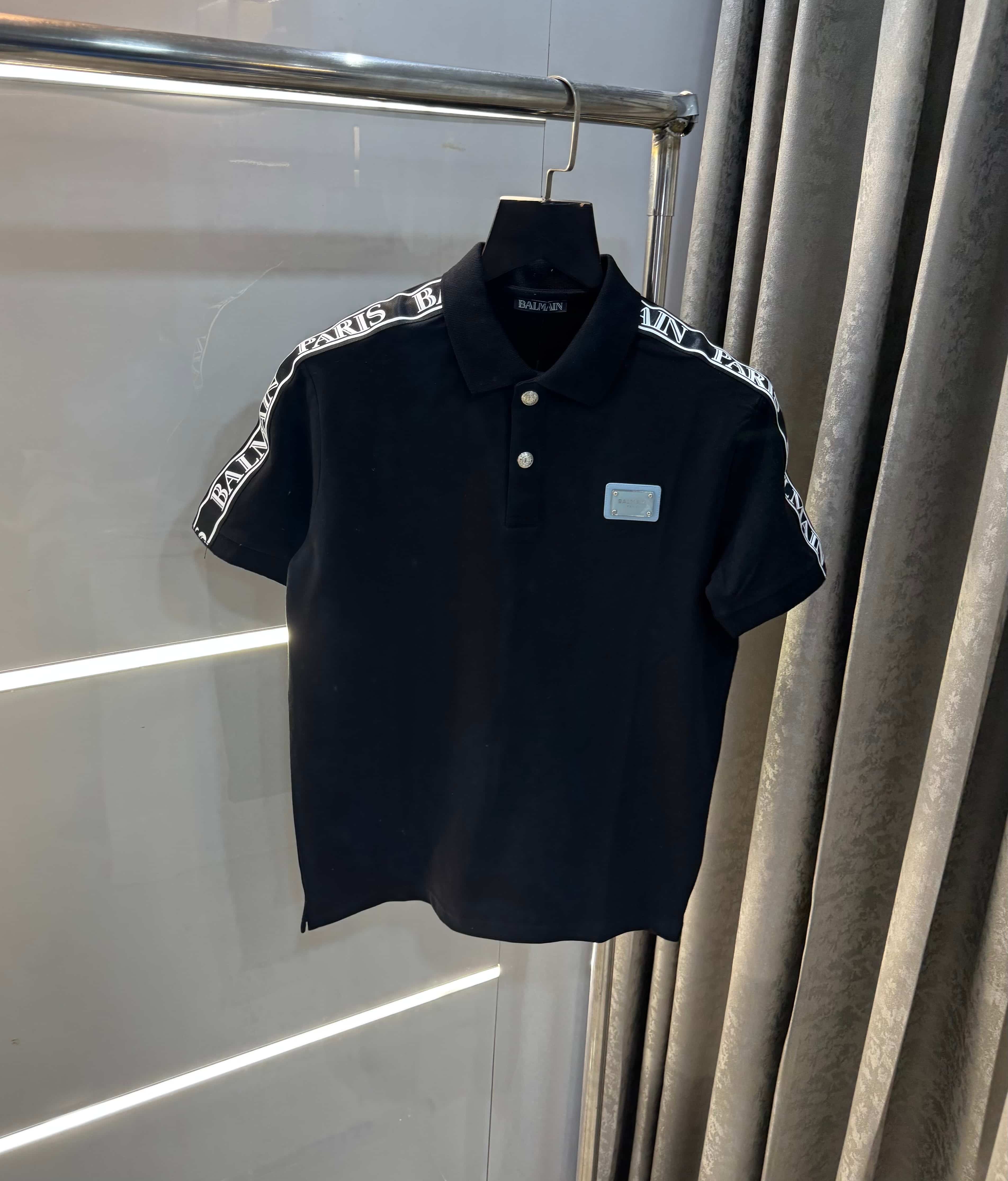 Balmai n Paris Black Shoulder Patch Imported Polo T-Shirt Secondary image
