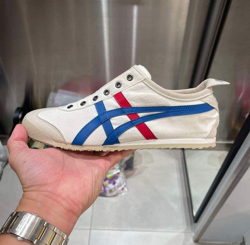 Onitsuka Tiger Sneakers Mexico 66 Slip on White Blue Red Sneakers For Mens