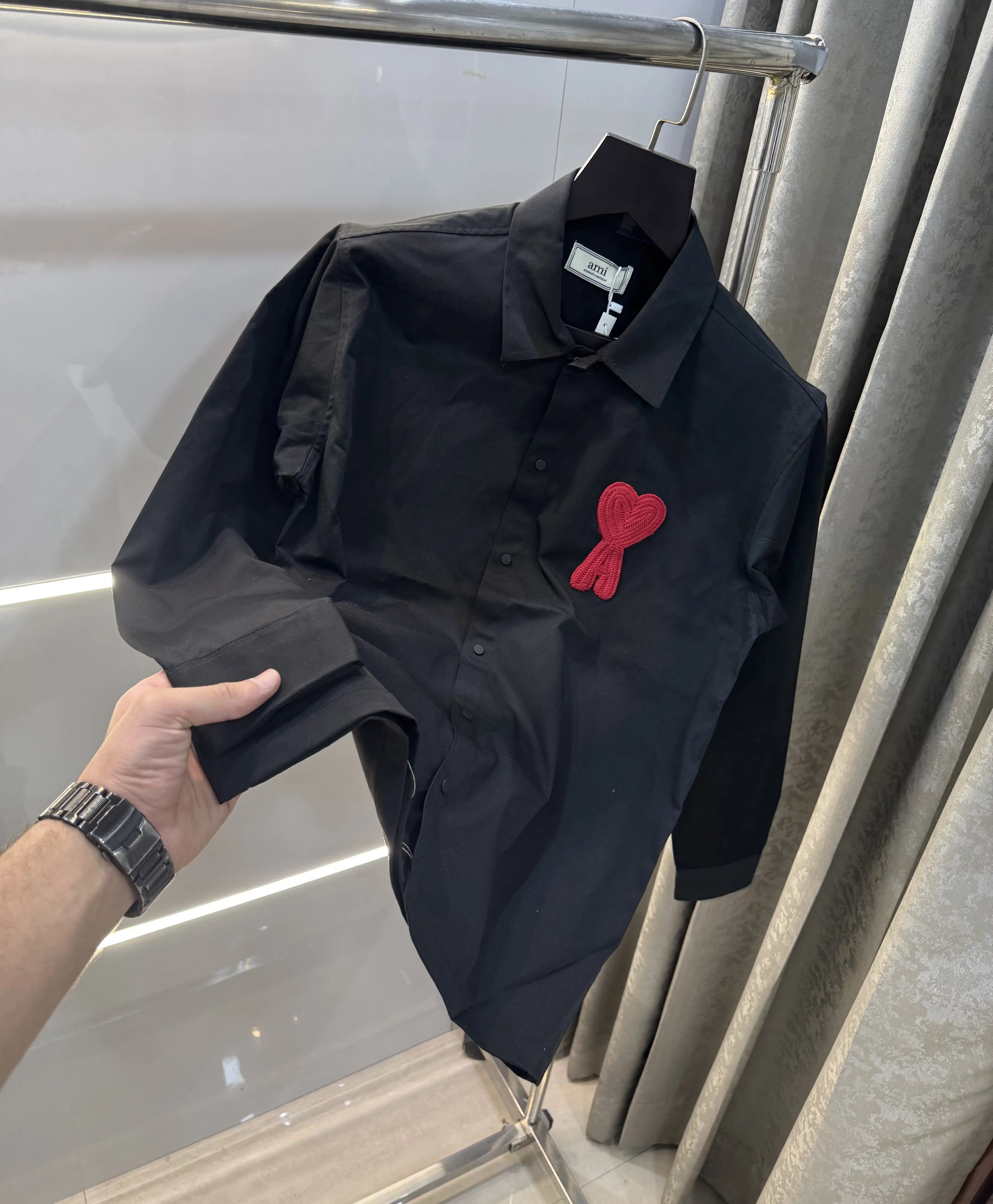 Ami Paris Black Embroidery Logo Imported Shirt Main image