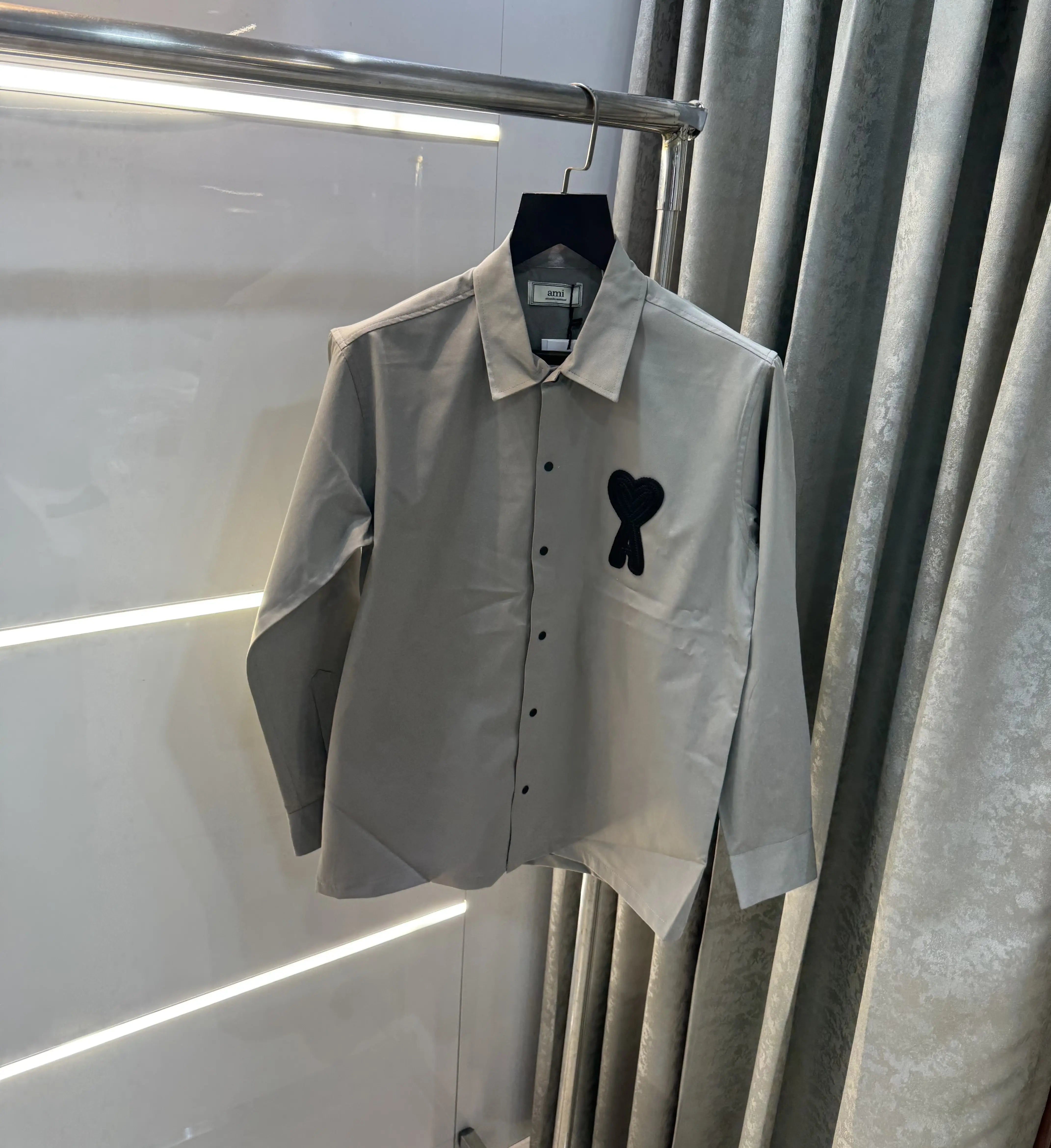 Ami Paris Grey Embroidery Logo Imported Shirt Secondary image