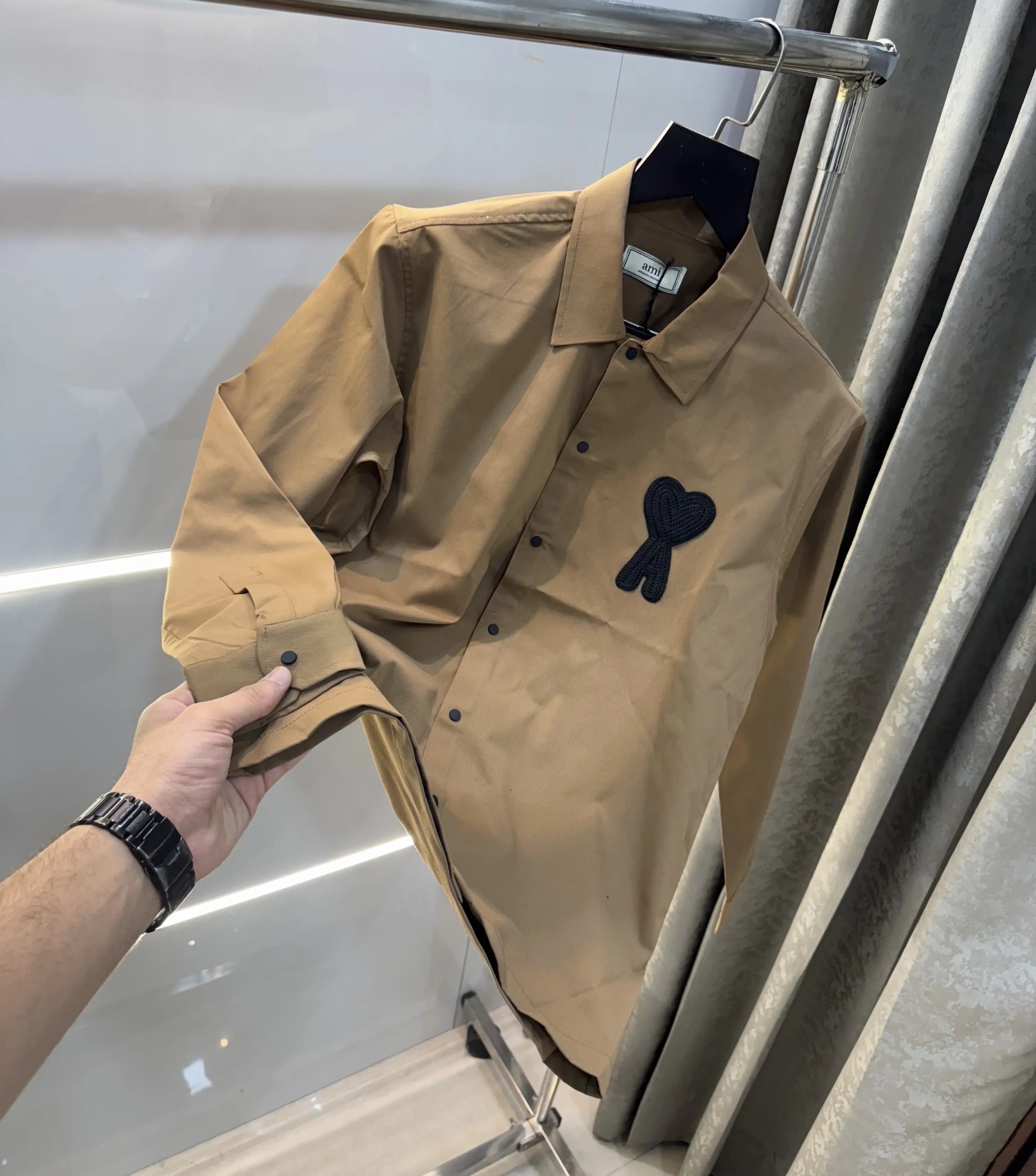 Ami Paris Brown Embroidery Logo Imported Shirt Main image