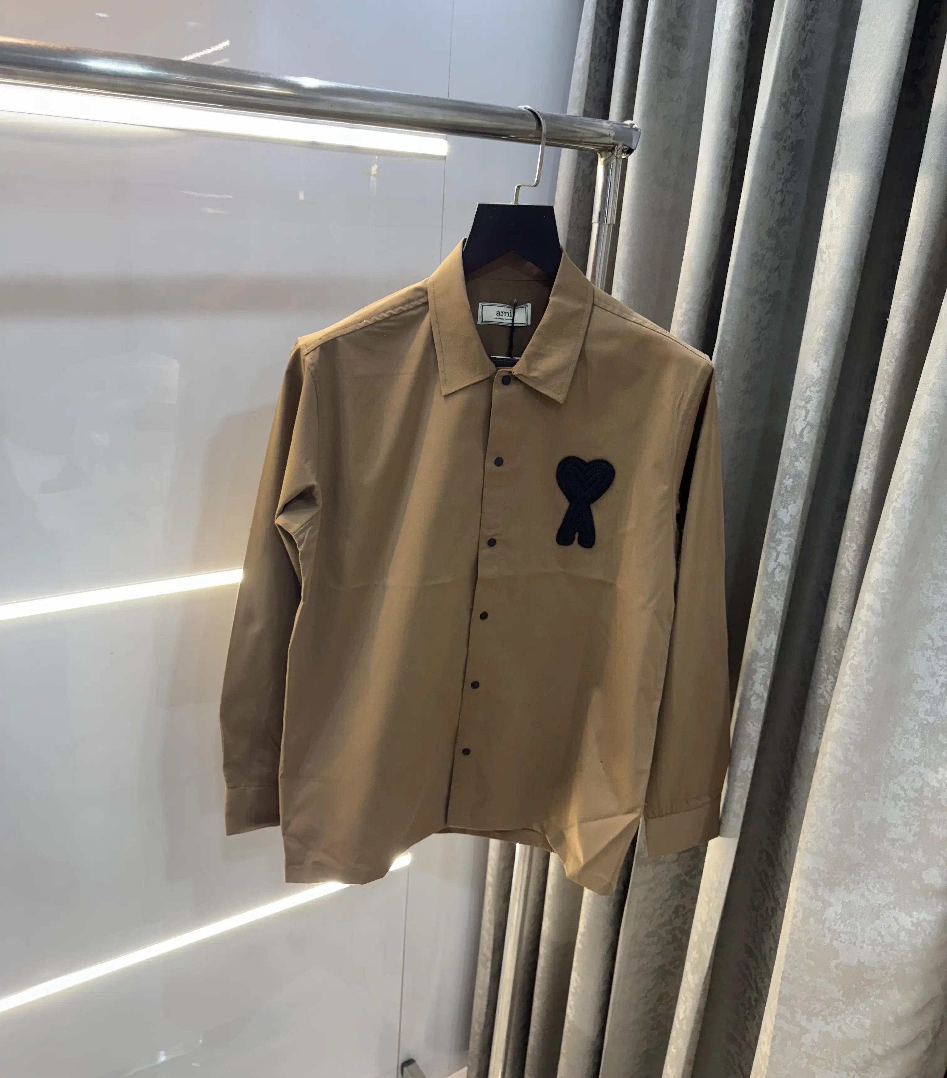 Ami Paris Brown Embroidery Logo Imported Shirt Secondary image