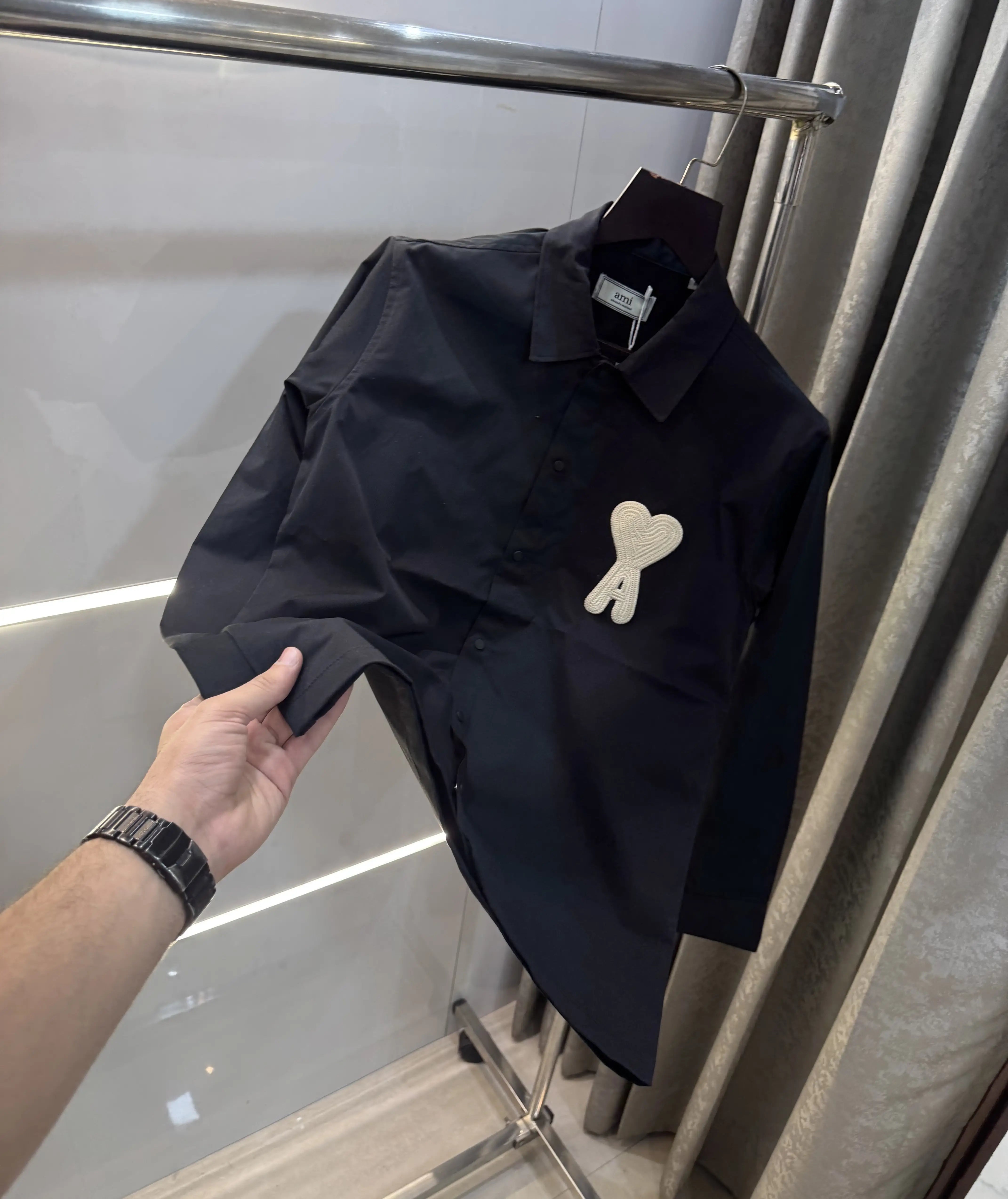 Ami Paris Dark Grey Embroidery Logo Imported Shirt Secondary image