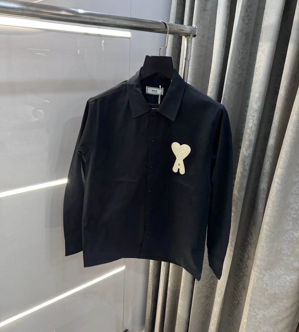 Ami Paris Dark Grey Embroidery Logo Imported Shirt